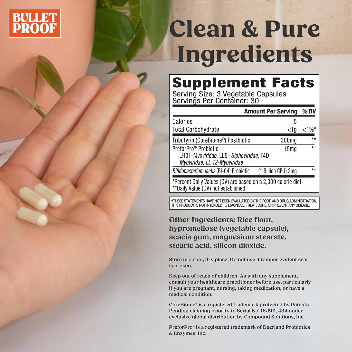 Bulletproof Express 3-in-1 Probiotic & Postbiotics Supplement for Sustained Gut Health, 90 Count
