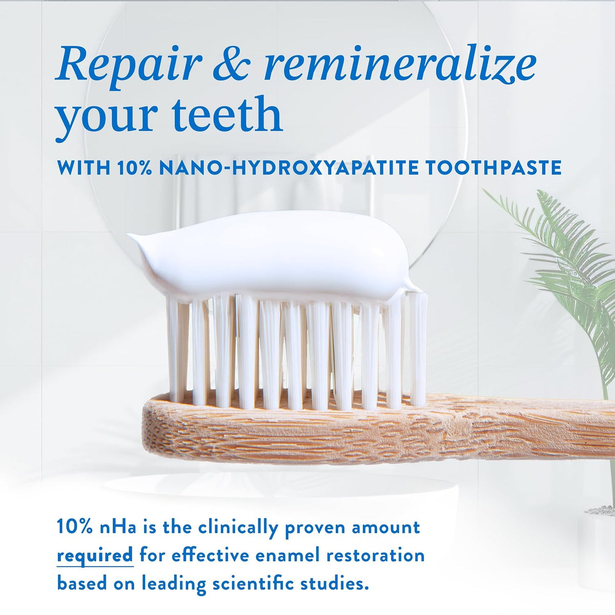 Mouthology 10% Nano Hydroxyapatite Toothpaste (Fluoride Free) and Tongue Scraper for Adults (2 Pack)