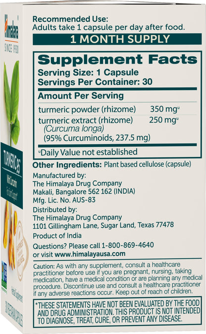 Himalaya Turmeric 95 Curcumin Supplement,Joint Support, 600 mg, 60 Capsules