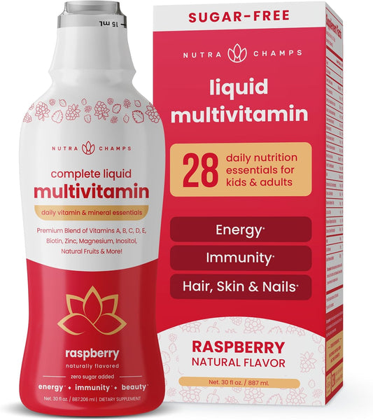 NutraChamps Complete Liquid Multivitamins | No Added Sugar | Vitamins for Women | Vegan Liquid Vitamin Multimineral Supplement | Energy, Immunity & Beauty