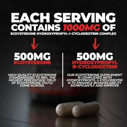 Huge Supplements Turkesterone & Ecdysterone Stack, Build Muscle & Strength, Enhanced Absorption Technology (60 Servings)