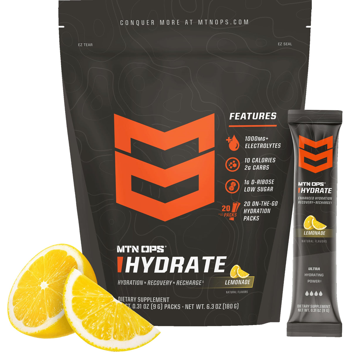 MTN OPS Hydrate Sugar Free Electrolyte Packets, Mango Peach