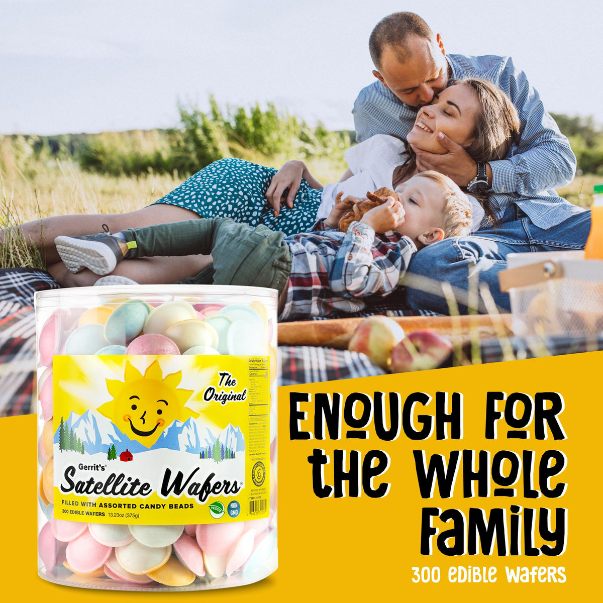 Gerrit's Original Satellite Wafers, Filled with Assorted Candy Beads, 100 Count Tub (4.41 oz)