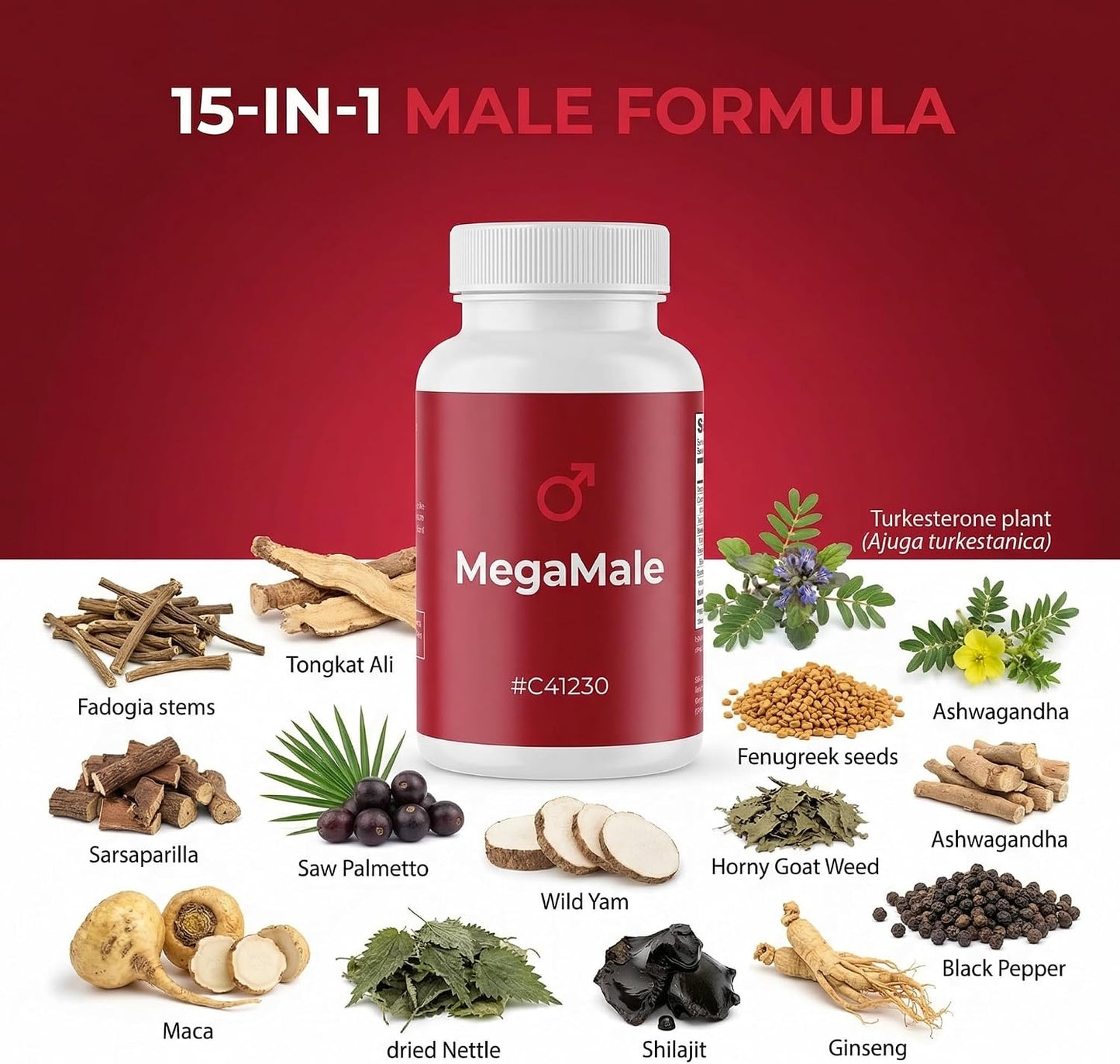 Clean Nutraceuticals Fadogia Agrestis Tongkat Ali Turkesterone Supplement with Horny Goat Weed, Saw Palmetto, Maca Root, Siberian Ginseng, Tribulus Terrestris, Fenugreek, Wild Yam - 60 Count