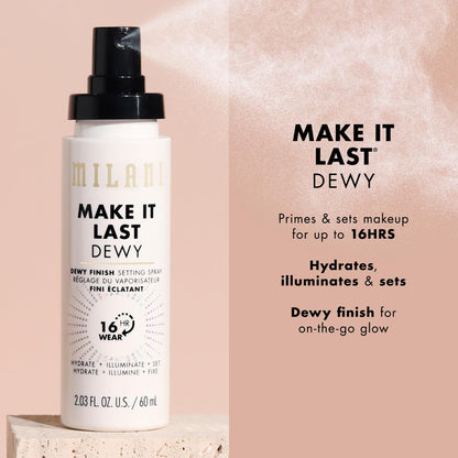 Milani Make It Last Dewy - Dewy Finish Setting Spray - 3 in 1- Hydrate + Illuminate + Set