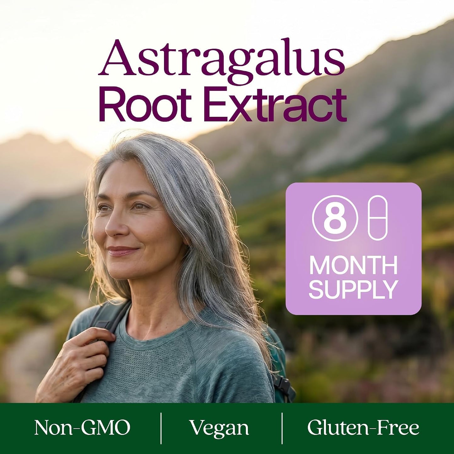 Astragalus Root, 8 Month Supply, Immune Support, 20:1 Astragalus Extract | 20:1 Astragalus Extract, 70% Polysaccharides, High-Concentration Adaptogen Support for Energy & Vitality, Vegan, 250 Capsules