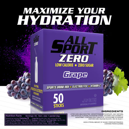 All Sport Zero Powder Sticks, Sugar Free, Strawberry Banana, 50 Count