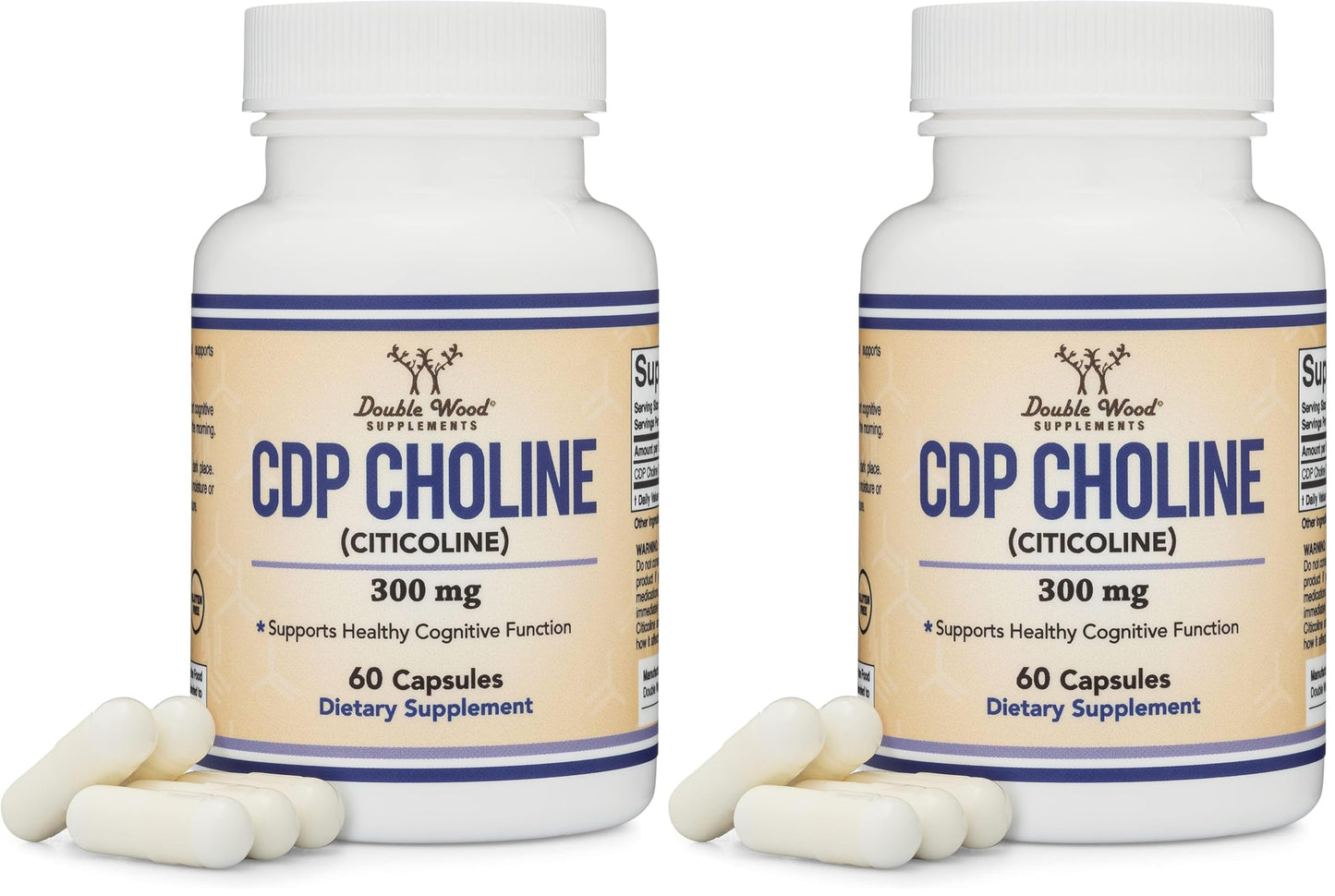 Double Wood Supplements CDP Choline (Citicoline) Supplement, Pharmaceutical Grade, Third Party Tested (60 Capsules 300mg)