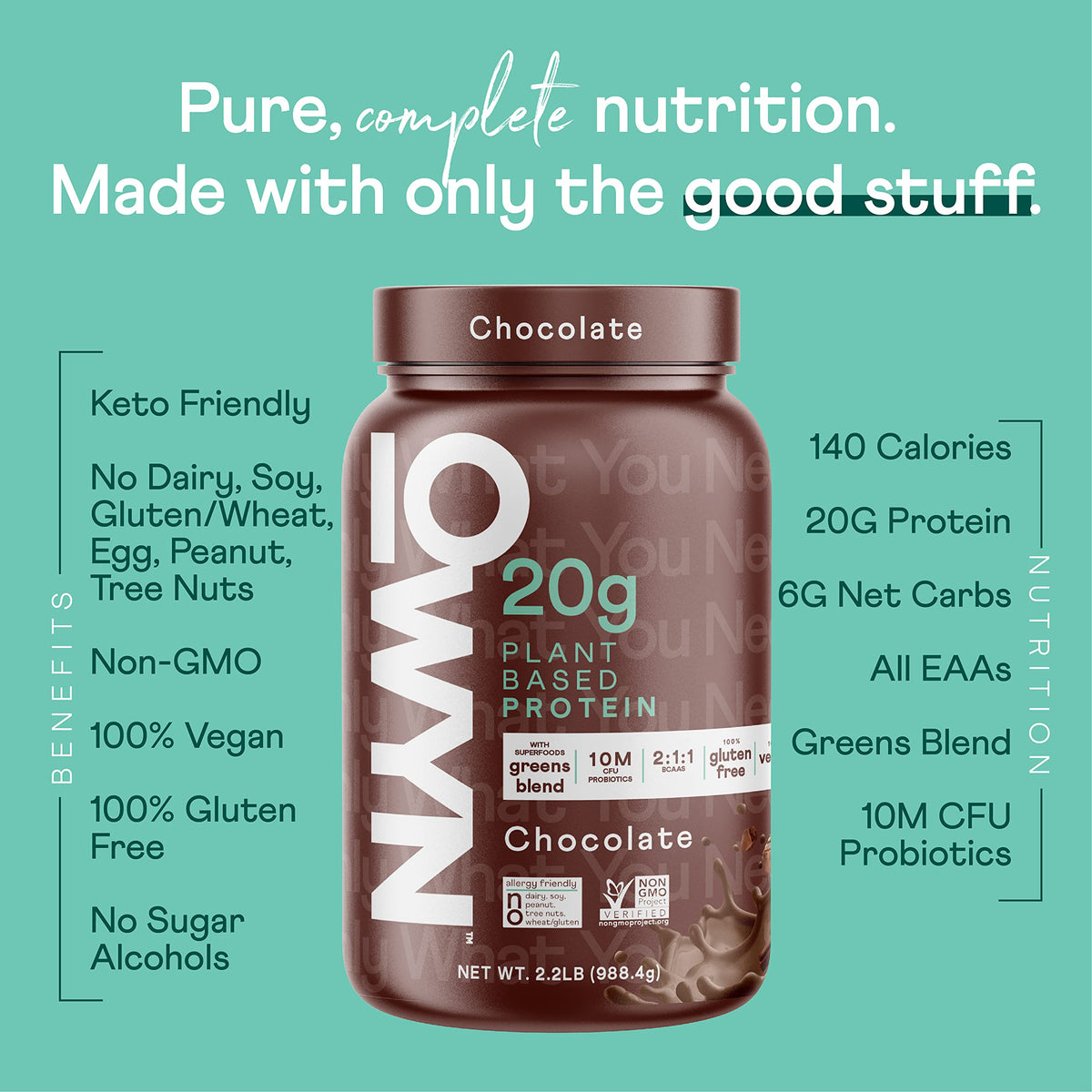 OWYN Only What You Need Vegan Protein Powder, 20g Plant Based Protein, Probiotics
