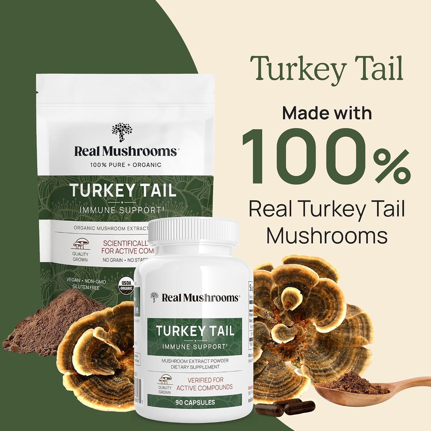 Reishi 415 Longevity Capsules (90ct), Turkey Tail Mushroom Extract Immune Support (90ct), Chaga Extract Mushroom Supplement (120 caps)