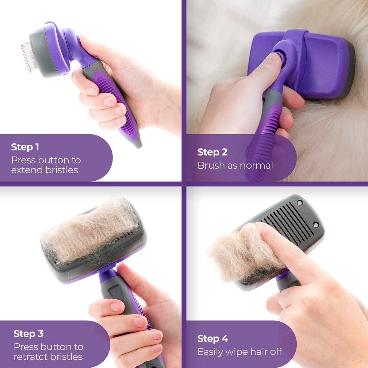 Hertzko Dog & Cat Brush, Dog Brush for Shedding, Cat & Dog Grooming, Self Cleaning