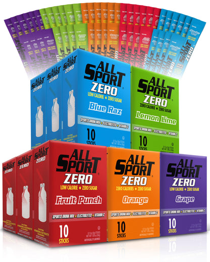 All Sport Zero Variety Powder Sticks, Sugar Free Electrolytes (Pack of 50)