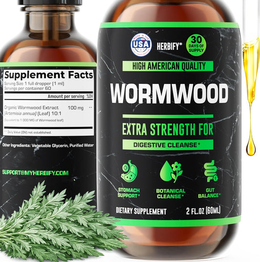 Wormwood Extract for Digestive Health & Liver Detox - Natural Intestinal Cleanse Wormwood Herb Supplement, Supports Gut Health for Women and Men & Life Balance - Made in USA 2 FL Oz