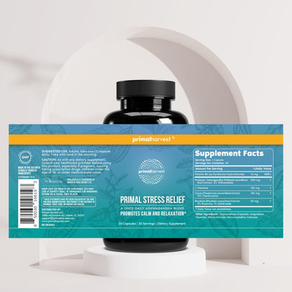 Primal Harvest Stress Relief – Daily Supplement, Gluten, Soy & Dairy Free