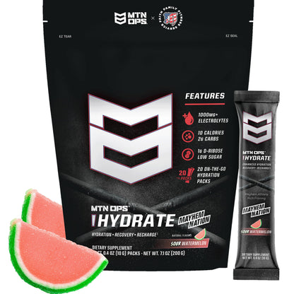 MTN OPS Hydrate Sugar Free Electrolyte Packets, Mango Peach
