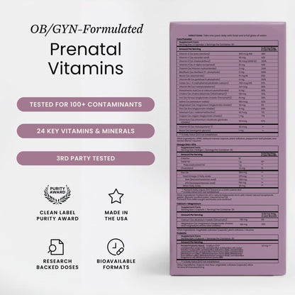 Perelel 1st Trimester Prenatal Vitamins for Women, Folate, Omega 3, Iron