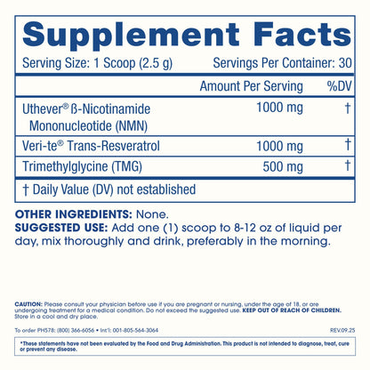 ProHealth NMN Pro Complete (75 Grams) 1000 mg Uthever® NMN + 1000 mg Resveratrol + 500 mg TMG. NAD+ Precursor, Methylation Support & Sirtuin Activation. USA Manufactured, Triple Lab-Tested