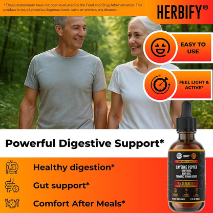 HERBIFY Bundle - Mullein Leaf Extract & Cayenne Pepper Drops - Lung Cleanse & Immune Support, Detox and Digestion Support
