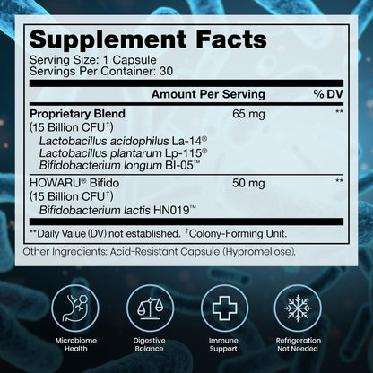 Pure Therapro Rx Power Probiotic Daily - 30 Acid-Resistant Capsules | 4 Proven Strains - 30 Billion CFU/Capsule | Patented Activ-Vial Desiccant Bottle to Ensure Freshness | NO Refrigeration Required