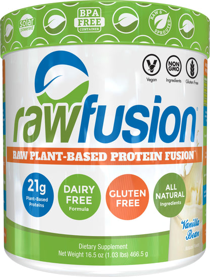 Rawfusion- Vegan Protein Powder, Vanilla Bean - 21g of Plant Based Protein, Low Net