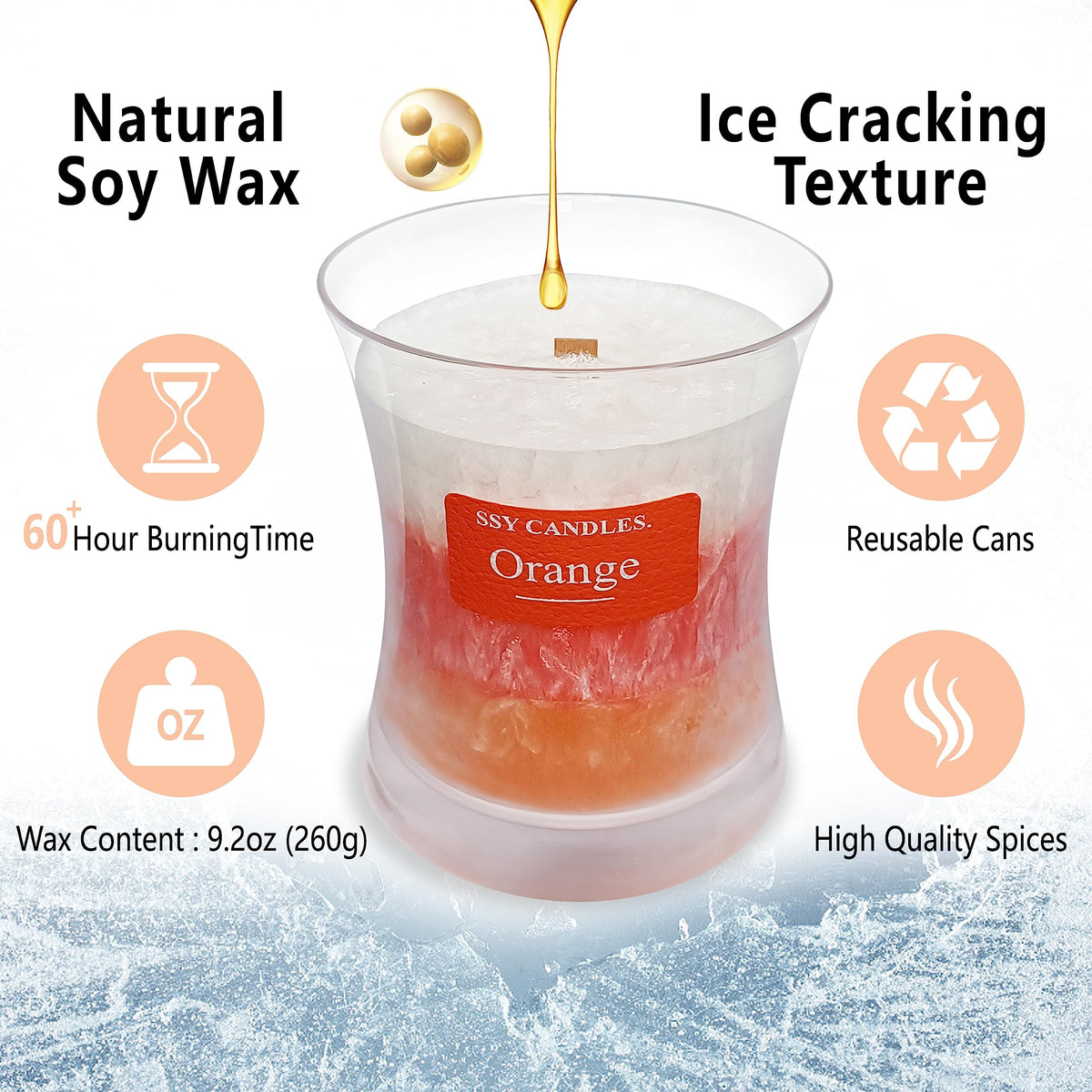 Citrus Jar Aromatherapy Candle Scented Candle Handmade Soy Candles Wood Candles Wick Fragrance