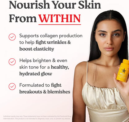SKINtamin Vegetarian Collagen Pills | Best Collagen Supplements for Women to Support Skin Firmness and Wrinkles | Skin Supplement Formulated to Help Reduce Blemishes