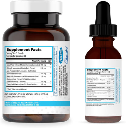 NuEthix Formulations Relaxation Supplement Bundle: Cort-Eaze Cortisol-Control Supplement, 60 Capsules, 30 Servings and Relax Liposomal, 2 Fluid Ounces, 30 Servings