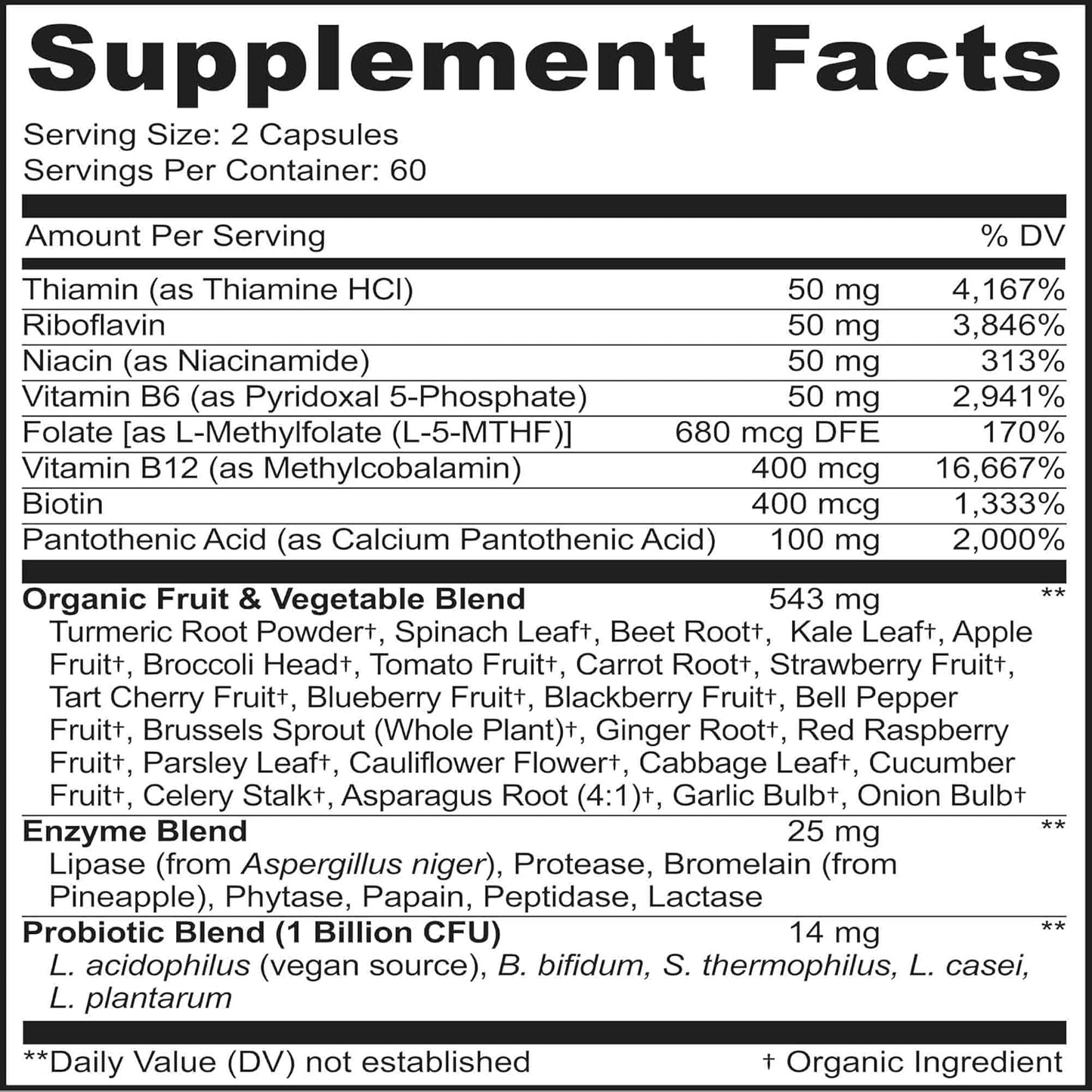 MoxyVites Vitamin B Complex - B Vitamins Whole Food Supplement, B12 Methylcobalamin, B1, B2, B3, B5, B6, B7, B9 - for Stress, Energy and Immune Support, Vegan, 120 Capsules