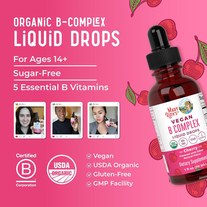 MARYRUTH'S Organics Vitamin B Complex | B Vitamins Complex | Biotin | Vitamin B12 | Niacin | Folate | Metabolic Support Supplement | Vegan | USDA Organic | Non-GMO | Gluten Free | 2 Month Supply