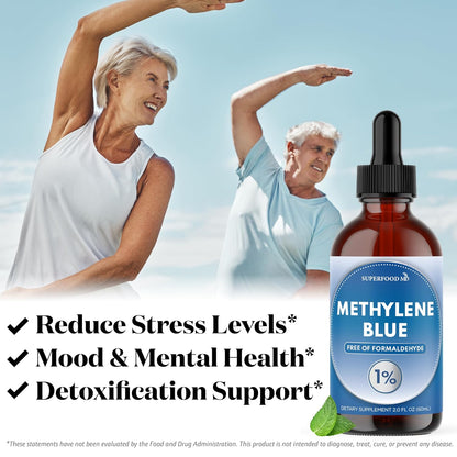 Methylene Blue Pharmaceutical Grade 8 oz – Pharmaceutical Grade 1% Solution, 3rd Party Tested, Brain Health Supplement for Humans High Cognitive Support – Formaldehyde-Free Formula
