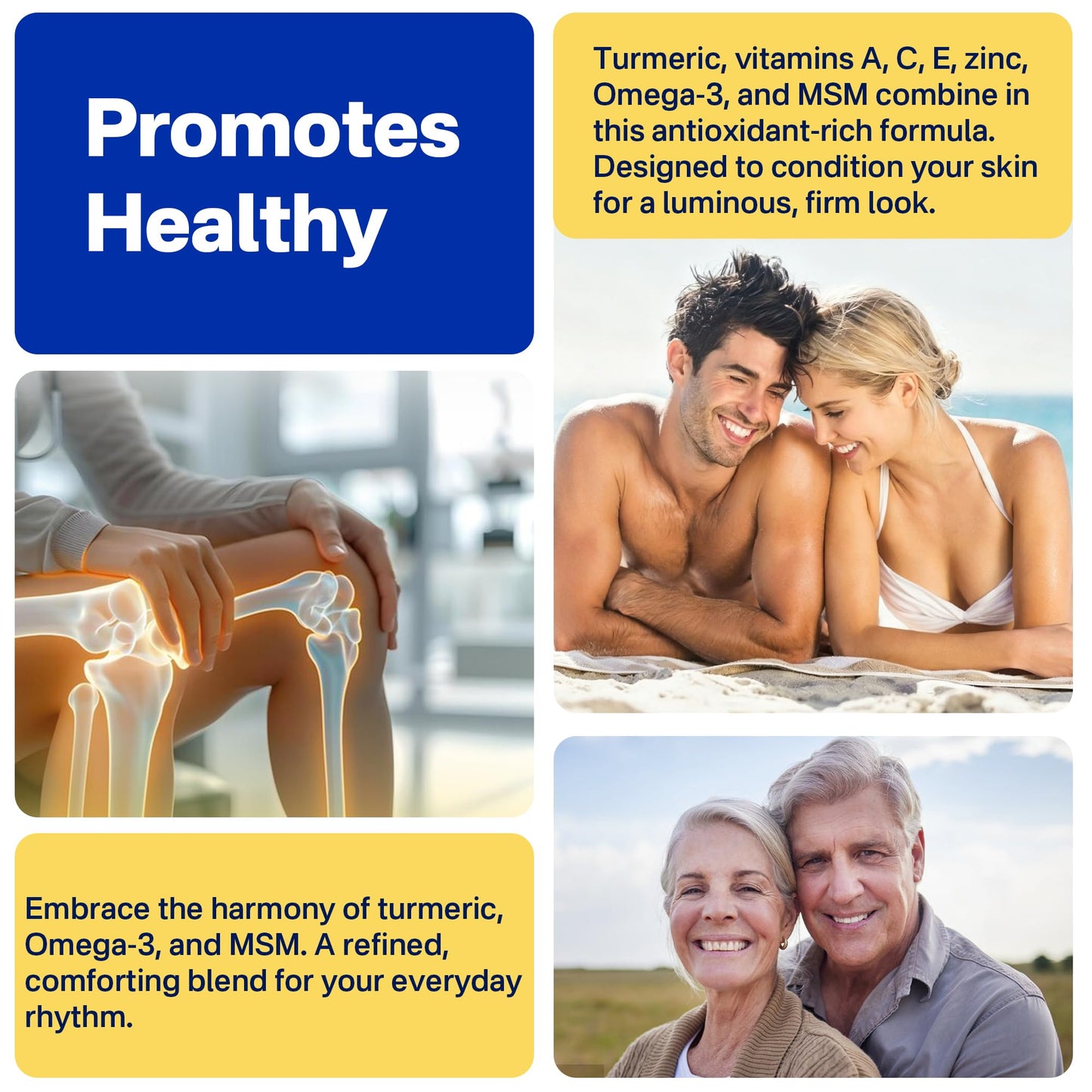 Omega-3 Gummies + Turmeric - Omega 3 Fish Oil Alternative for Adults - Algae DHA 600mg & EPA 300mg, Vitamins A, C, E, Zinc & MSM, Sugar Free, 60 Cts