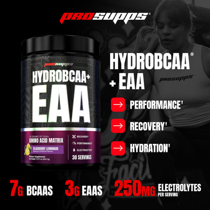 ProSupps HydroBCAA Essential Amino Acids Powder, BlackBerry Lemonade - Workout Supplement with BCAA, EAAs & Electrolytes for Hydration & Recovery - Stimulant-Free, Soy & Gluten-Free - 30 Servings