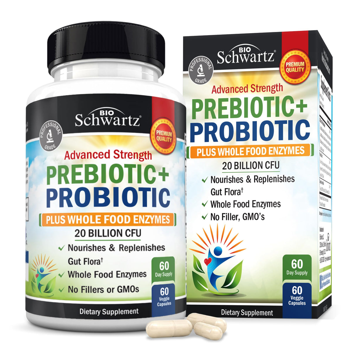 Advanced Prebiotics & Probiotics for Women & Men, 30 Capsules