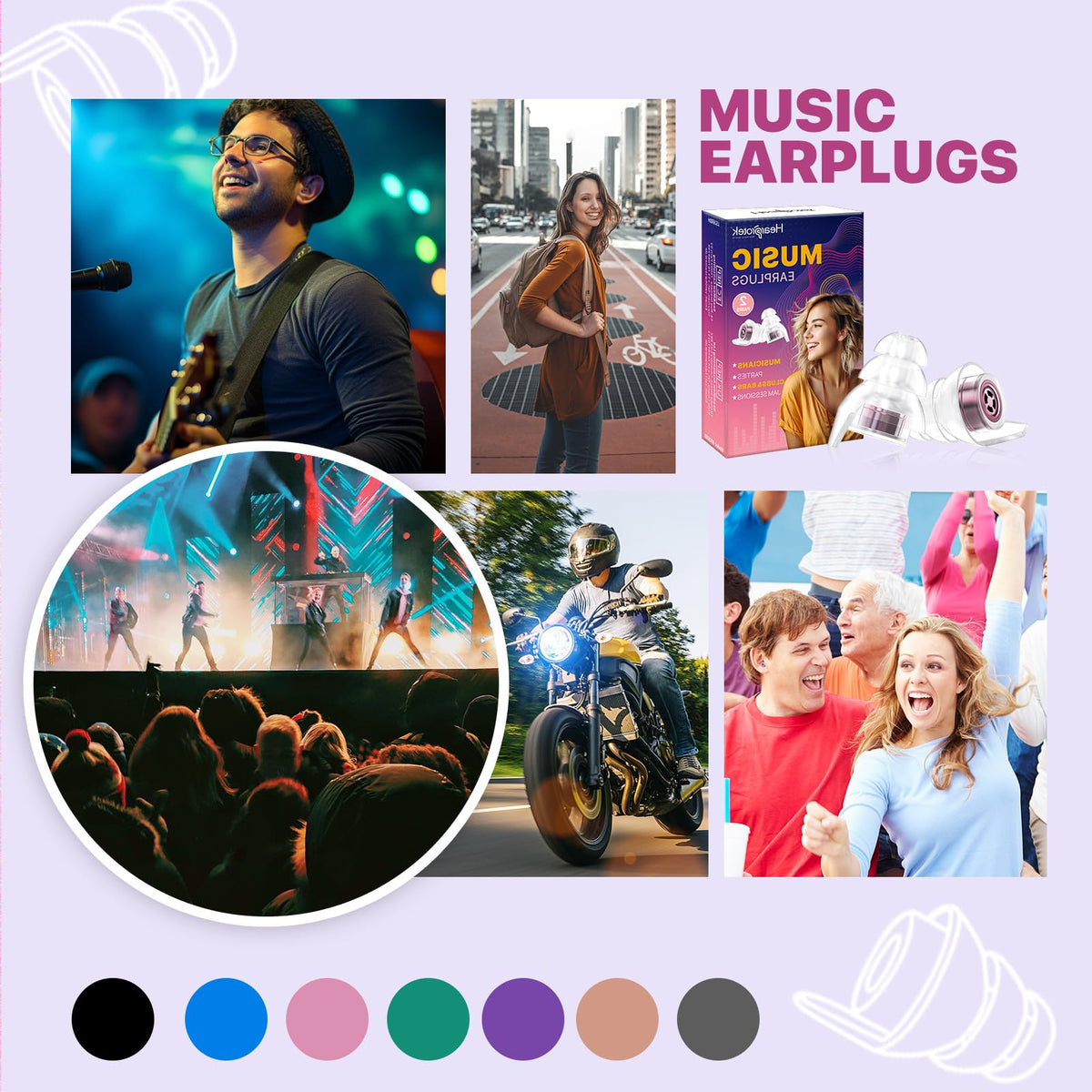 Hearprotek Concert Ear Plugs, 2Pairs Reusable high Fidelity Musician Ear Plugs