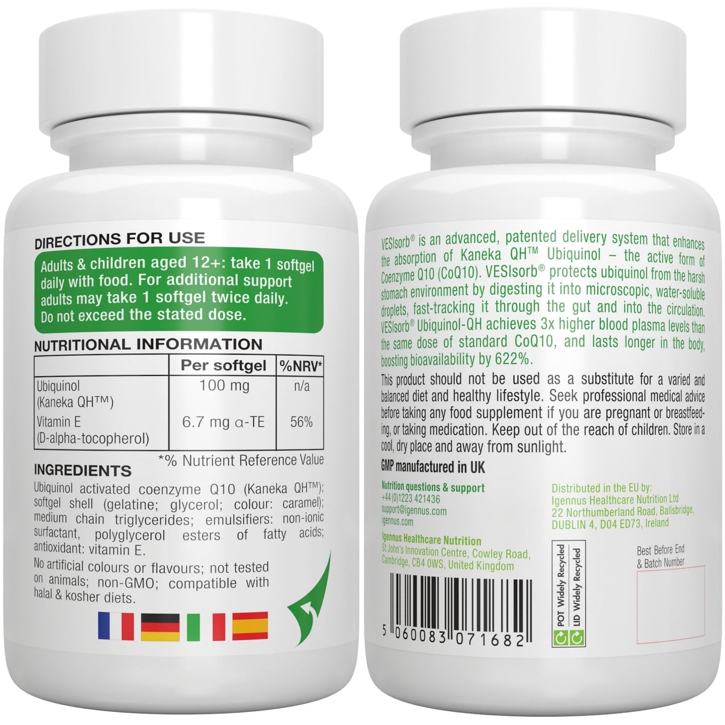 Igennus Advanced VESIsorb Ubiquinol 100mg, 90 Softgels | Water-Soluble Coenzyme Q10 Supplement for Energy & Heart, 600% Bioavailability, Fast-Acting, 3-Month Supply