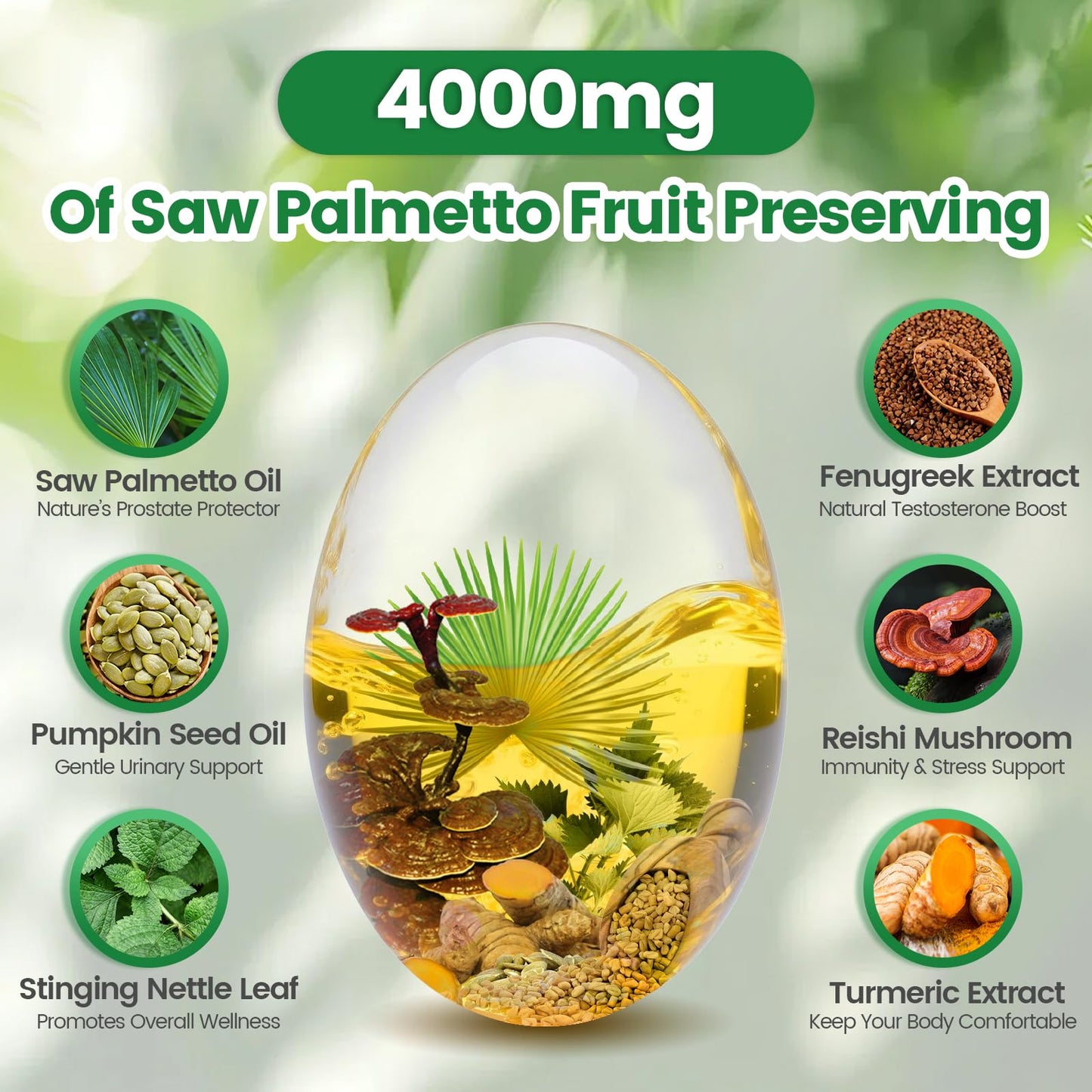 VivoNu Saw Palmetto Capsules Extract 8 in 1, Pumpkin Seed Oil - Supports Prostate Health, Relieves Urination Issues, Supports Hair Growth, DHT Blocker 240 Softgels