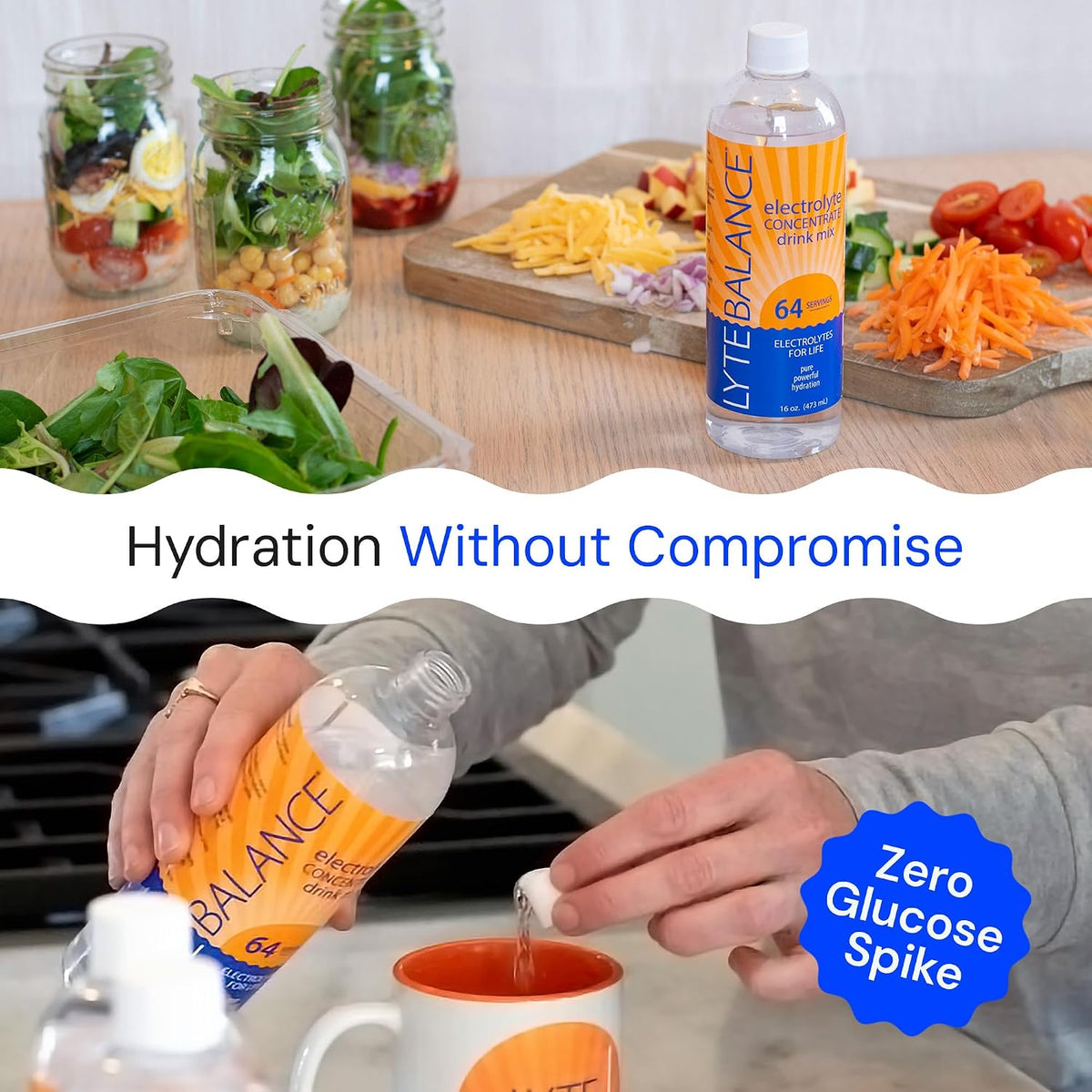 LYTE BALANCE Electrolyte Concentrate | Liquid Electrolytes Drink Mix w/Sodium, Potassium & Magnesium | Daily Hydration, Muscle Recovery, Immune Support, Rehydration | Keto, No Sugar (64 Servings)