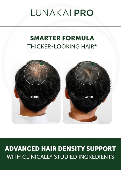 Lunakai USA Made Hair Vitamins for Men - 19 Nutrient with Marine Collagen, Saw Palmetto & Keratin - Daily Hair Loss & Regrowth Support - 90 Capsules