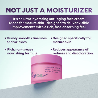 FIÈRA 24-Hour Rejuvenating Face Cream with Apple Stem Cells - Anti-Aging Moisturizer for Mature Skin, Day & Night Hydration, Improves Skin Tone, Texture, and Elasticity - 1.69 FL. OZ. / 50 ML