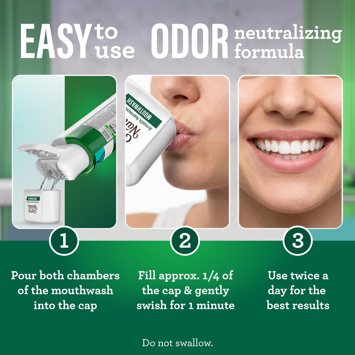 GuruNanda Dual Barrel Fresh Breath Mouthwash with Xylitol, Mint, 3x20 oz