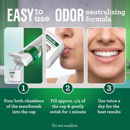 GuruNanda Dual Barrel Fresh Breath Mouthwash with Xylitol, Mint, 3x20 oz
