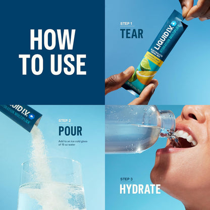 Liquid I.V. Hydration Electrolytes, Variety Pack, 16 Count | Scientifically Formulated | Clinically Proven Hydration |No Artificial Sweeteners | Non-GMO | Vegan | Powder Drink Mix