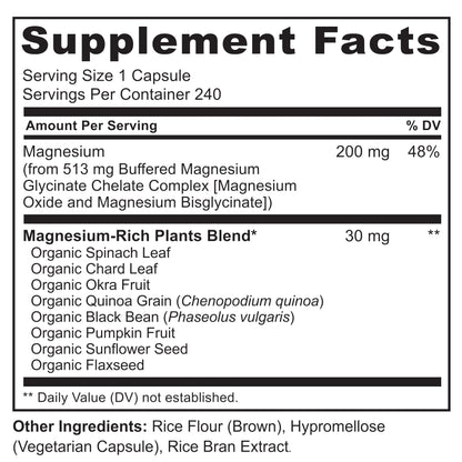 NATURELO Magnesium Glycinate Chelate Complex - 200 mg Magnesium with Organic Vegetables to Support Sleep, Calm, Muscle Cramp & Stress Relief - Gluten Free, Non GMO - 120 Capsules