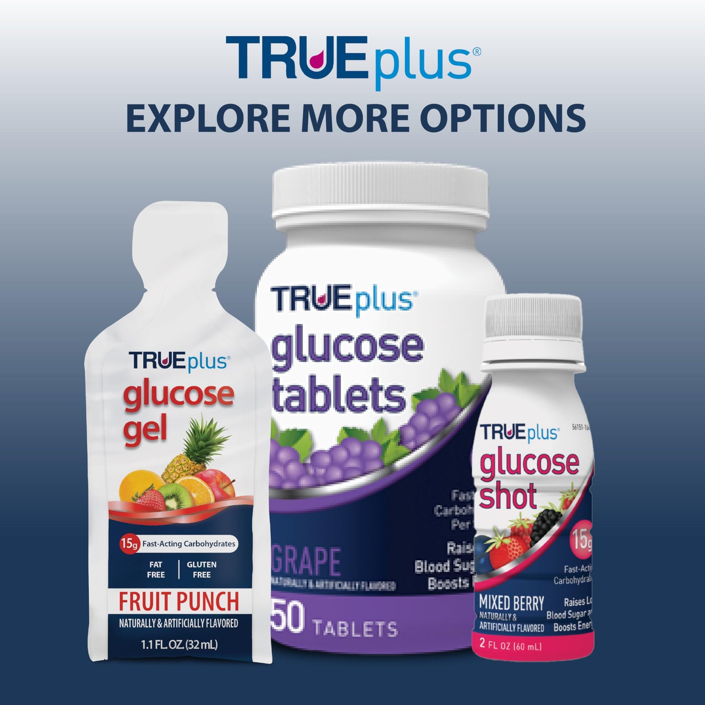 TRUEplus Glucose Gel Pouch, 15g Carbohydrates, Fruit Punch Flavor, 6 Pack | 15g Fast-Acting Carbohydrates Per Serving, Fat Free, Gluten Free, Boosts Energy, Great Tasting and Easy to Use