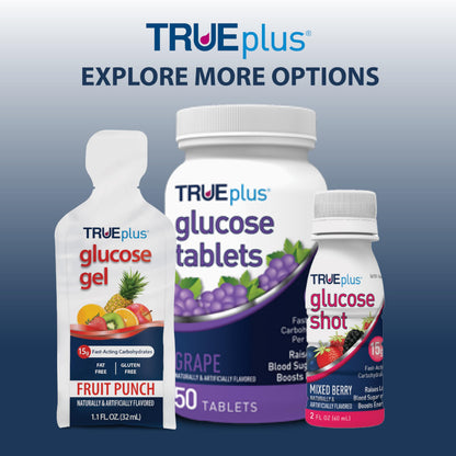 TRUEplus Glucose Gel Pouch, 15g Carbohydrates, Fruit Punch Flavor, 6 Pack | 15g Fast-Acting Carbohydrates Per Serving, Fat Free, Gluten Free, Boosts Energy, Great Tasting and Easy to Use
