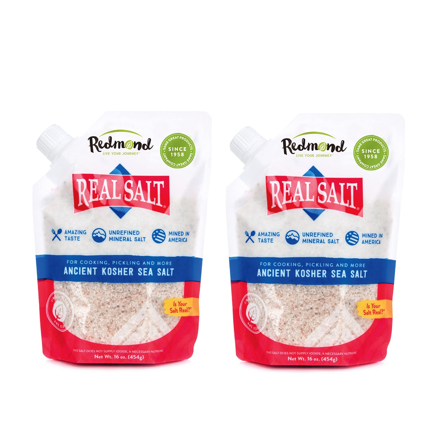 REDMOND Real Sea Salt - Natural Unrefined Gluten Free Fine, 26 Ounce Pouch (1 Pack)