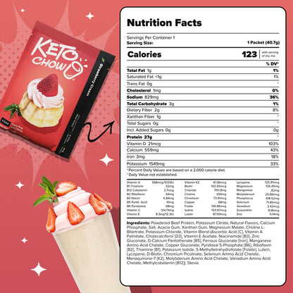 Keto Chow Chocolate CORE with Stevia Meal Replacement Shake Powder, 1 Meal