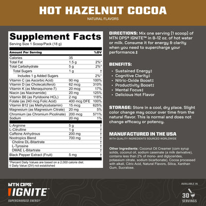MTN OPS Hot Ignite Focus & Energy Coffee, Mountain Mocha