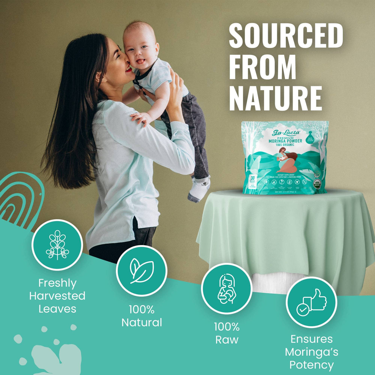 Go-Lacta® Super Moringa Powder: Boost Breast Milk Naturally! 30 3g Packets of Pure