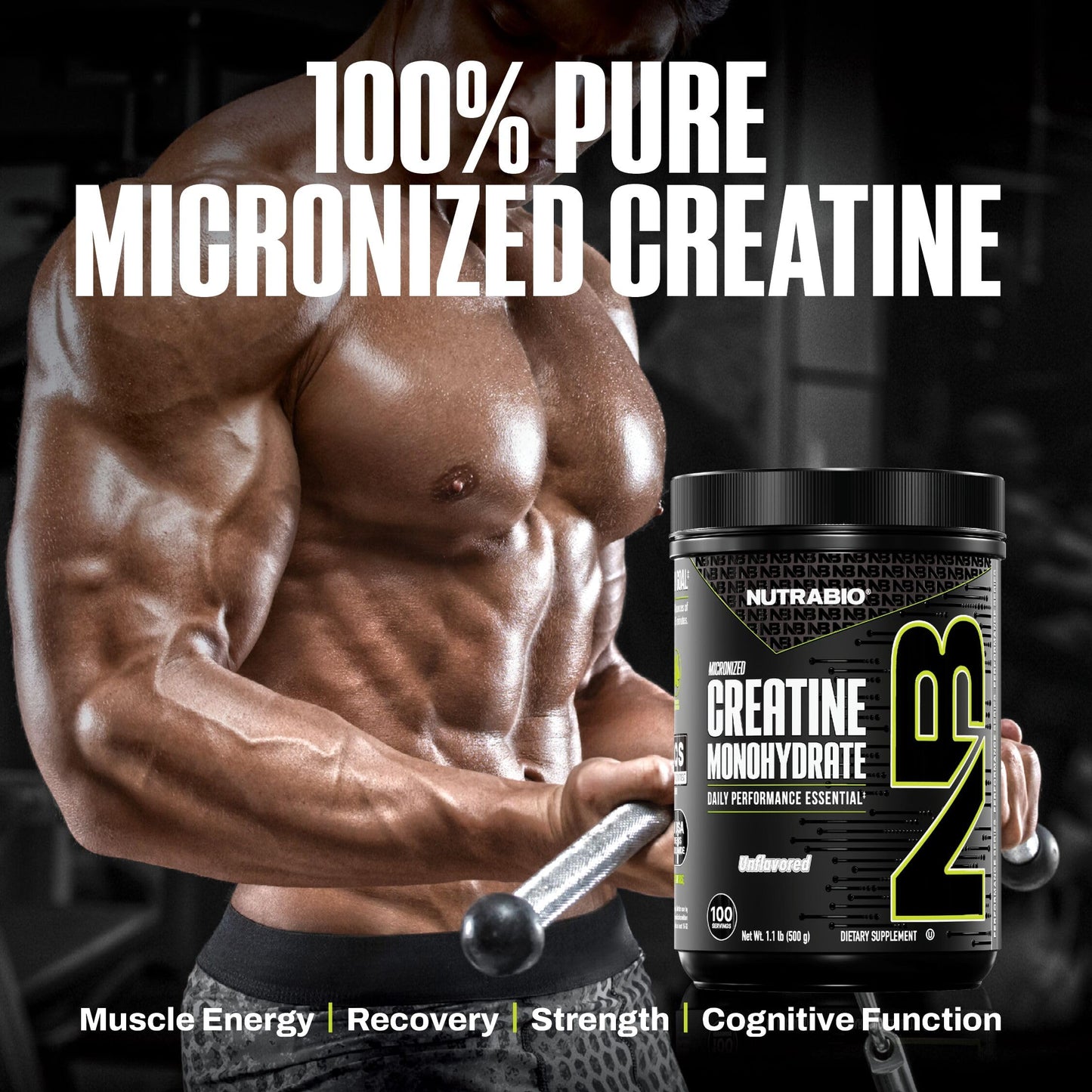 NutraBio Pure Micronized Creatine Monohydrate Powder Supplement, Unflavored, (300 g) - Supports Bulk Muscle Energy, Recovery, and Strength - HPLC Tested Creatine Powder Supplement for Men and Women